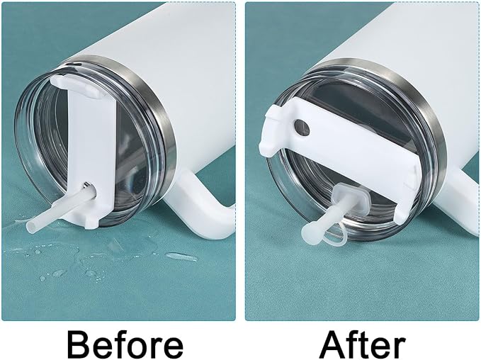 PATIKIL Silicone Spill Stopper for Straw Cup 1.0 40oz/ 30oz, Set of 3 Tumbler Accessories Including 1 Straw Cover Cap, 1 Square Spill Stopper and 1 Round Leak Stopper, Clear