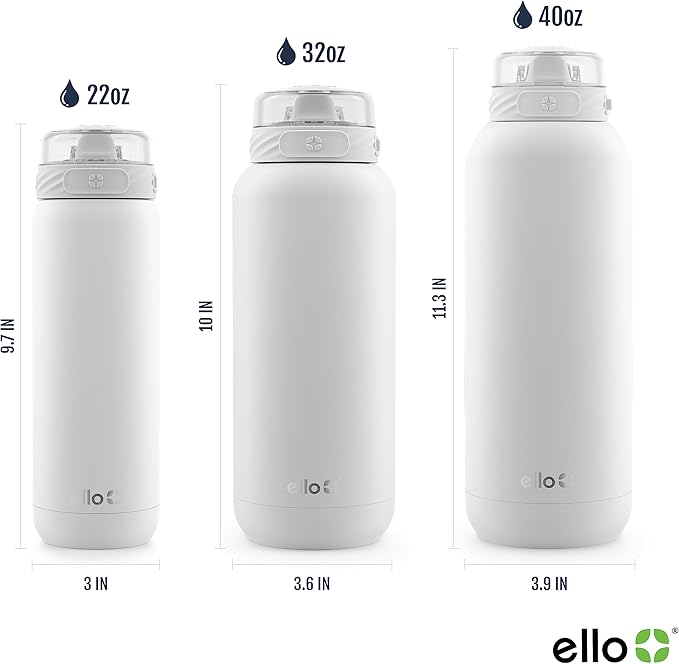 Ello Cooper 22oz Stainless Steel Water Bottle with Straw and Carry Handle, Double Walled and Vacuum Insulated Metal, Leak Proof Locking Lid with Soft Silicone Spout, Reusable, BPA Free, Coral