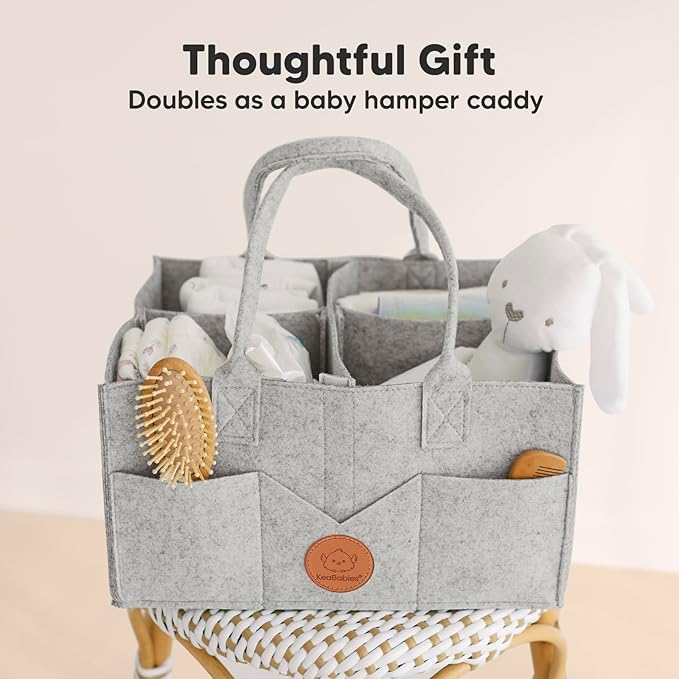 KeaBabies Diaper Caddy Organizer - Baby Organizer for Nursery, Car Storage Organizer, Baby Gift Basket, Changing Table Organizer, Portable Diaper Organizer Caddy for Girls, Boys (Classic Gray)