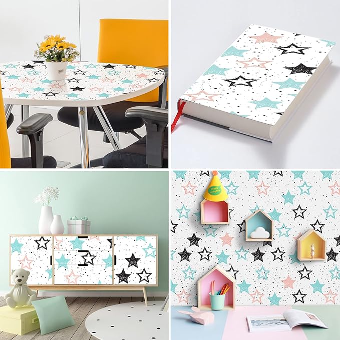 Amaonm Removable 15.8 x 98.4inch Wall Decals DIY Wallpaper Wall Stickers Murals Decor for Kids Babys Girls Bedroom Teens Nursery Living Room Door Desk Decoration (Star)