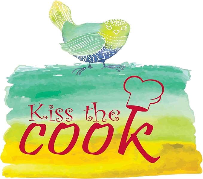 Kitchen Chef Love cook Vinyl wall Art Decal Home Wall Decoration Loving Home Kitchen Kiss The Cook - Size: 20 in x 18 in