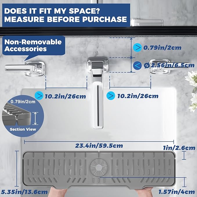 Kitchen Sink Faucet Splash Guard XXL Silicone Sink Faucet Drying Mat Faucet Handle Drip Catcher Tray, Dish Sponge Holder Kitchen Sink Accessories Protector Home Kitchen Organization Gadgets Organizer