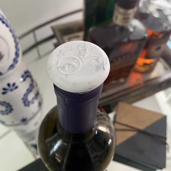 Outset B320 Silicone Wine Bottle Stoppers, White Marble, Small