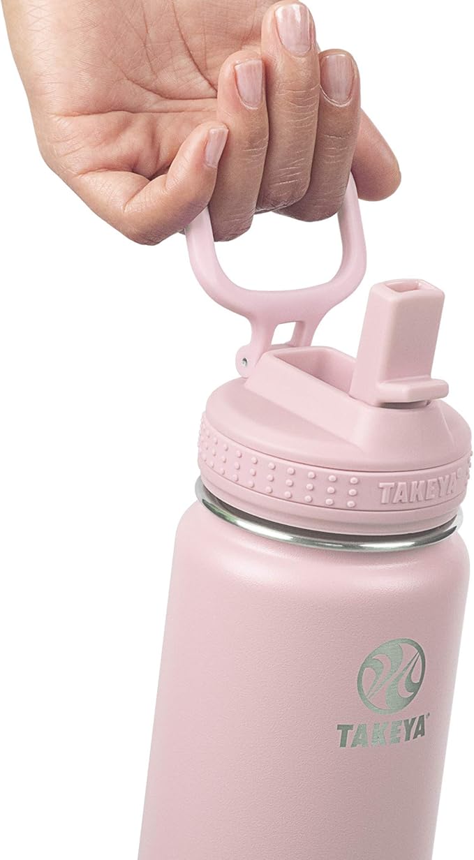 Takeya Actives 22 oz Vacuum Insulated Stainless Steel Water Bottle with Straw Lid, Premium Quality, Blush