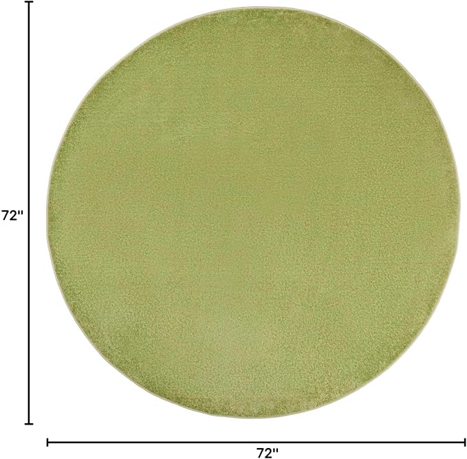 Nourison Essentials Indoor/Outdoor Green 6' x Round Area Rug, Easy Cleaning, Non Shedding, Bed Room, Living Room, Dining Room, Backyard, Deck, Patio (6 Round)