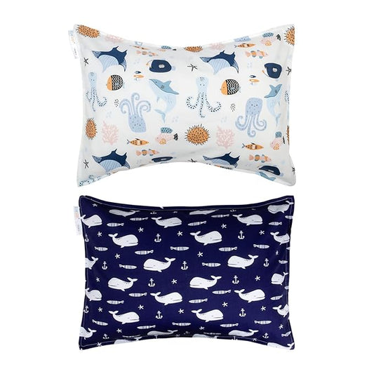 ALVABABY Toddler Pillowcases Fits 13 x 18,12x 16 Kids Pillow 2 Pieces of Cotton Baby Pillow Cover with Envelope Kids Pillowcases for Boys Girls Sleep and Dream Dinosaur and Seaworld 2TPW12-1