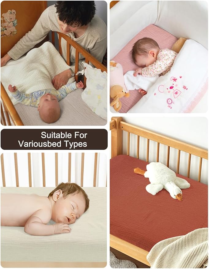 White Crib Sheets Cotton, 28" x 52" Baby Crib Sheets for Standard Crib Mattress, Soft and Breathable Neutral Cotton Crib Sheets (46C-12)