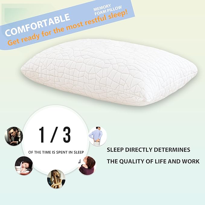 Shredded Memory Foam Pillow, King (1-Pack), Adjustable Bed Pillow for Side Back Stomach Sleepers,Comfy Cooling Pillow for Sleeping with Washable Cover…