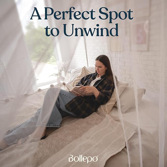 Canopy Bed Curtains with Lights, White Bed Canopy For Girls & Adults | Fits Full, Double, Queen, King | Bed Curtains From Ceiling Or Bed Frame, Bed Curtains, Bed Canopies & Drapes, Princess Bed