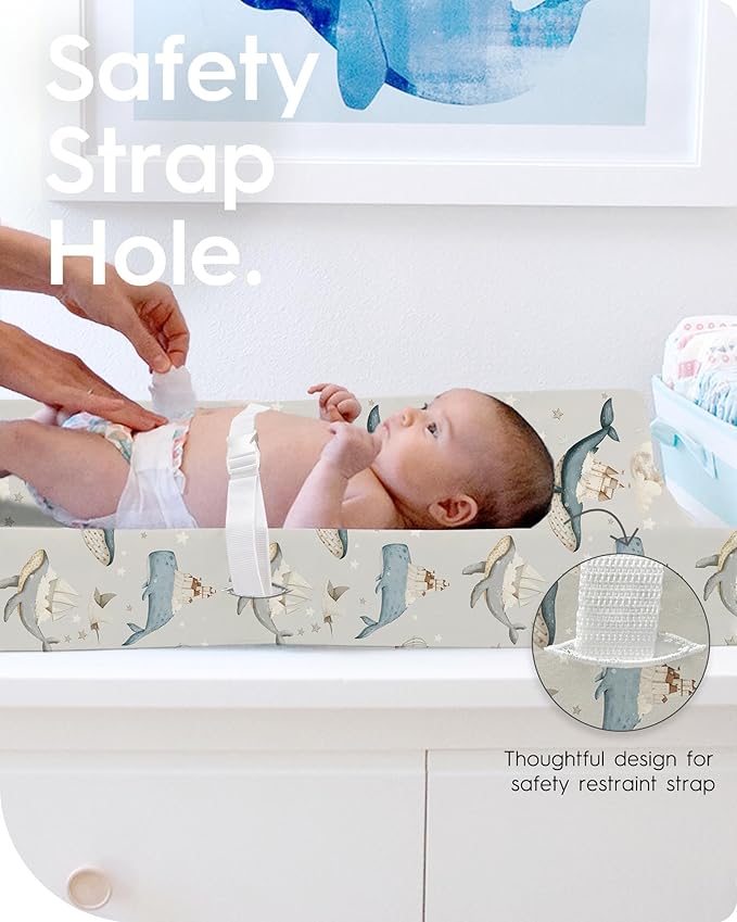 Changing Pad Cover for Girls Boys, TotBasic Premium Soft Boho Changing Table Covers, Stretchy Jersey Changing Table Sheets - Fits All Standard Changing Tables - 2 Pack (Whale Dreams)