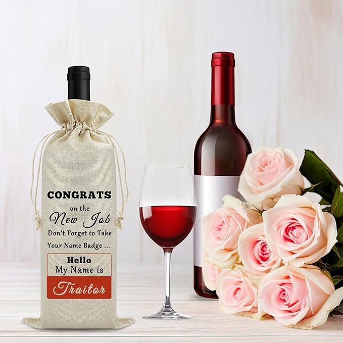 New Job Gift Congratulations Gifts for Women Men Wine Bags Coworker Leaving Gifts New Beginnings Gift for Coworker Wine Gift Bag Goodbye Gift Going Away Gifts For Colleague Leader Wine Wrapping Bag