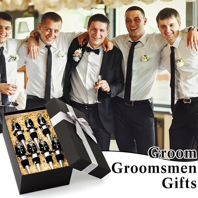 Wedding Beadable Wine Bottle Stopper Bulk Groomsmen Wine Stopper Stainless Steel Beer Corker with Silicone Beard Bead Sheer Bag Wedding Bridal Shower Favor for Guest Engagement Party(36 Set)