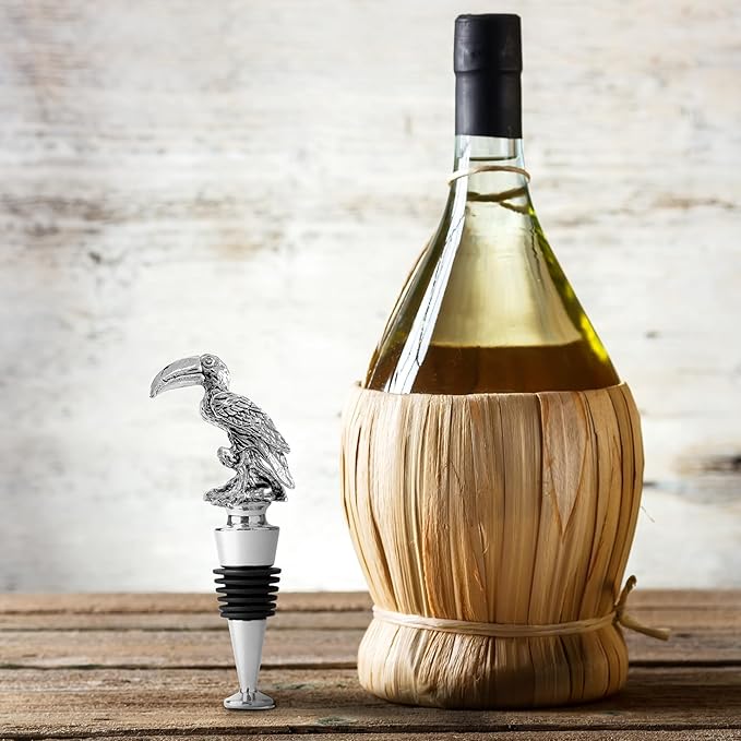 Homestia Wine Bottle Stoppers for Glass Bottles, Toucan Bottle Stopper Reusable Wine Corks Wine Tool, Zinc-Alloy Silicone Wine Stoppers, Wine Toppers with Decors