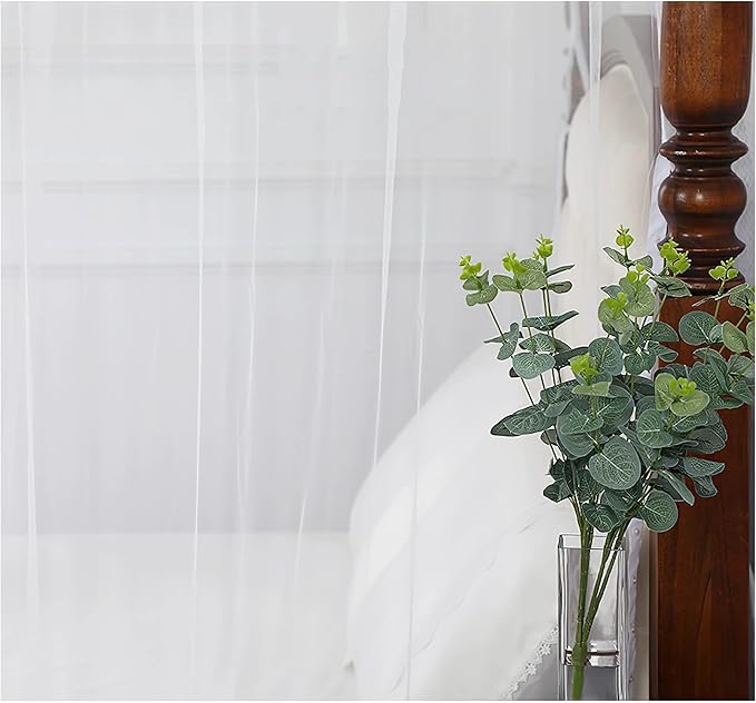 KGORGE Canopy Bed Sheer Curtains for Queen/King/Twin/Full Size, 8 Panels for Girls Boys Adults Bed, Home Bedroom Decor (White, 45 inch Width X 78 inch Length)