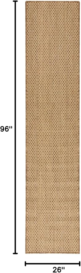 Nourison Courtyard Jute 2'2" x 8' Area Rug - Easy Clean, Non Shedding, Bed Room, Living Room, Dining Room, Kitchen (8' Runner)