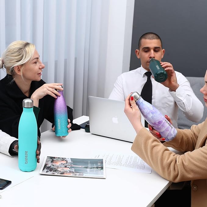 BJPKPK Insulated Water Bottle 17 oz Stainless Steel Water Bottles Cola Shape Water Bottles For Travel -Marble Ocean Graphics