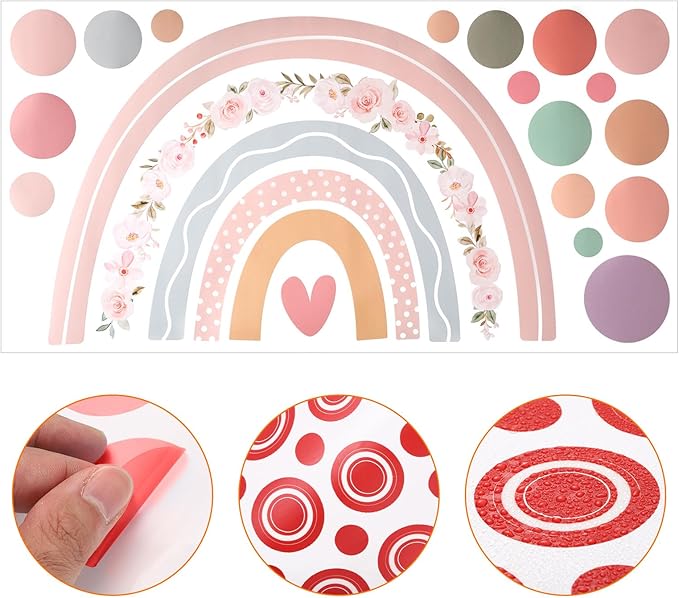 uxcell 18 Pcs (1 Sheet) Polka Dots Wall Sticker, PVC Peel and Stick Rainbow Wall Decal Sticker for Bedroom Classroom, Colorful