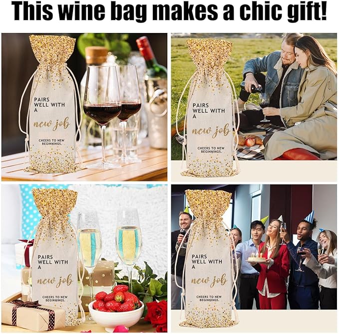 New Job Gifts Congratulations Gifts for Women Wine Bag Leaving Job Gifts Farewell Gifts for Coworkers Men Mom Teacher Doctor Friend Him Her Bestie Wine Bags