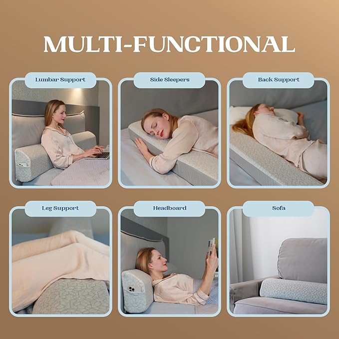 FeelAtHome Bed Gap Filler for Full Bed | Bed Wedge Pillow for Headboard to Close The Gap (0-8") Between Headboard and Mattress - Full Size (54"x10"x5")