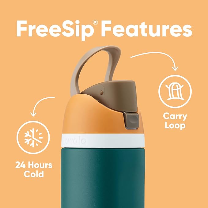 Owala FreeSip Insulated Stainless Steel Water Bottle with Straw for Sports and Travel, BPA-Free, 24-oz, Red/Aqua (Summer Sweetness)