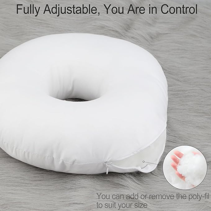 Silky Ear Piercing Pillows with Holes Removable Pillowcase Washable Donut Pillow for Ear Pain Side Sleeping Cartilage CNH Pressure Sore Tinnitus Headphones Relief Guard Protector Champagne