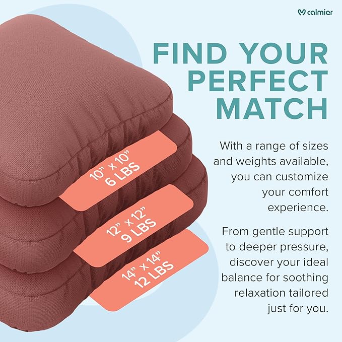 Calmier - 6 lb Sensory Weighted Pillow - Glass Bead Filled Hug Pillow - Ultra Plush Cozy Weighted Pillows for Adults and Kids - Child Sensory Pillow - Weighted Lap Pad (Pink - Fleece, 6 LBS)