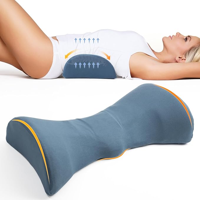 Cozyhealth Lumbar Support Pillow for Sleeping Memory Foam Back Lumbar Support Cushion for Lower Back Pain Relief, Back Support Bed Pillow Waist Support Back Sleepers (Dark Blue)