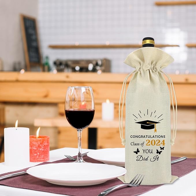 Class of 2024 Graduation Gifts Wine Bag 2024 Graduation Gifts for Him Her Congratulations Graduate Gift for Women Men Graduation Birthday Gifts for Son Daughter Teen Boy Girl Friend Wine Wrapping Bags