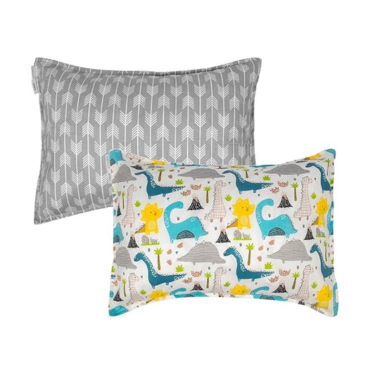 ALVABABY Toddler Pillowcases, Fits 13 x 18,12x 16 Kids Pillow, 2 Pack Cotton Baby Children Sleep Pillow Cover Envelope Travel Pillow Cases for Boys Girls, Arrows Dinosaurs, 2TPW10