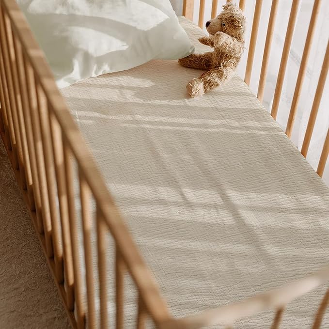 Baby Muslin Crib Sheets - Toddler Cotton Fitted Crib Sheets Neutral for Boys and Girls 2Pack