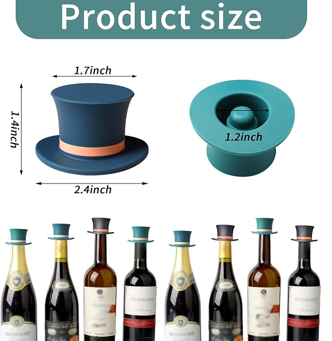 Wine Stoppers, Magic Cap Bottle Stopper, Funny and Reusable Silicone Bottle Caps 6pc, Decorative Wine Sealer Preserver Reusable Sealing Bottle Stopper
