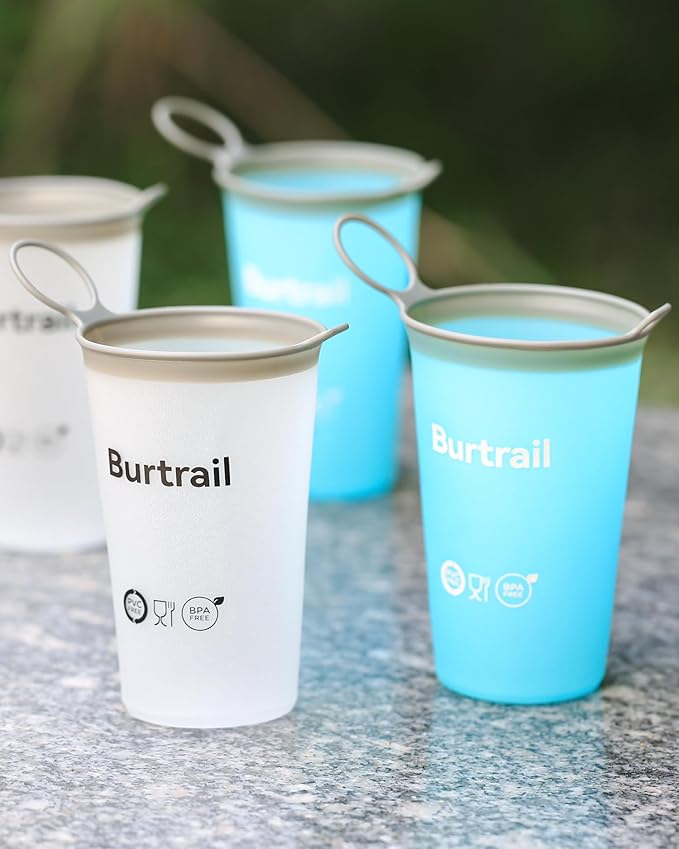 Collapsible Running Water Cup,Ultralight Reusable Cup Running for Ultramarathon,Ultrarunning,Backpacking,Camping-BPA Free,200 ml/6.8 oz-2Pack,White