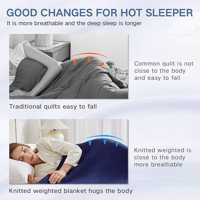 Knitted Weighted Blanket(Beige 50"x60" 5lbs),Home Décor Cooling Throw Blanket for Hot Sleepers,Hand Made Chunky Knit Heavy Blanket Use on Twin Size Bed