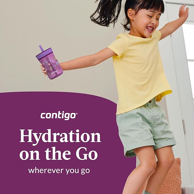 Contigo Leighton Straw Tumbler, 14 oz, Grape (Tulips)