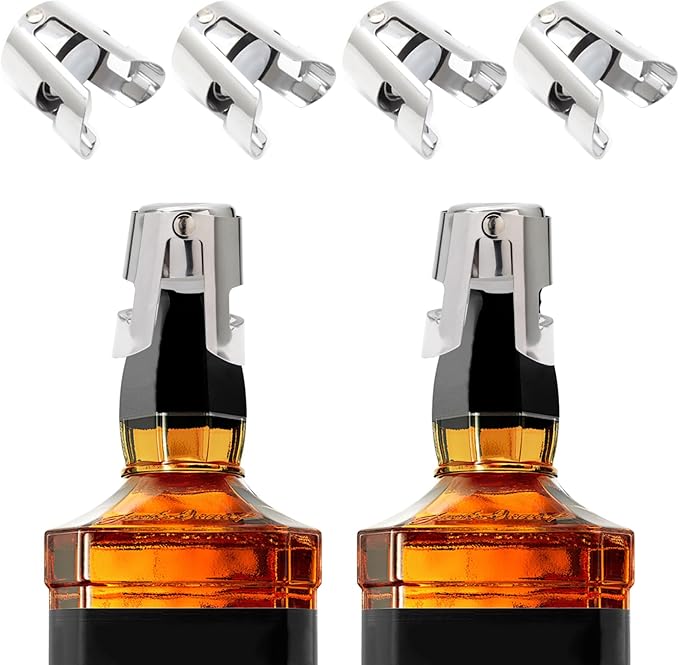 Uenhoy 6 Pack Champagne Stoppers Stainless Steel Wine Bottle Stopper with Food Grade Silicone, Bottle Plug Sealer, Reusable Champagne Cork, Bubble Retaining Saver for Champagne Prosecco Cava