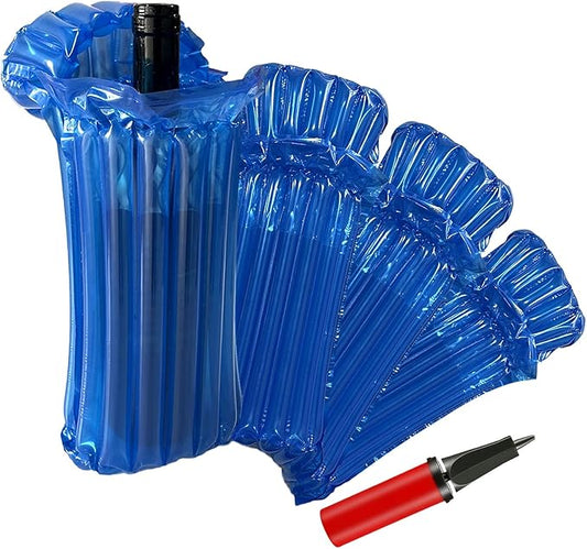 Wine Bottle Travel Protector Bags Blue Inflatable Wine Bottle Travel Sleeve 40 Packs Reusable Wine Shipping Sleeves with Inflator Pump