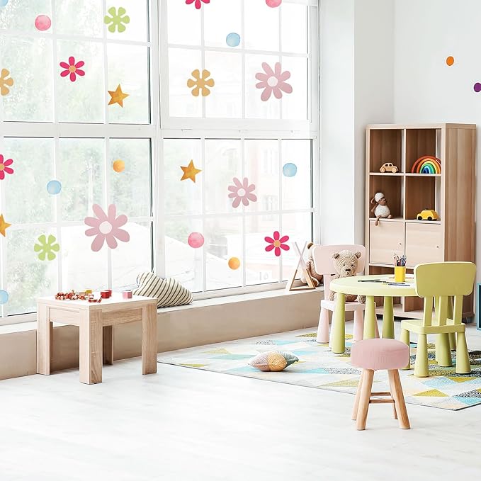 uxcell 19 Pcs (1 Sheet) Polka Dots Wall Sticker, PVC Peel and Stick Rainbow Wall Decal Sticker for Bedroom Classroom, Colorful