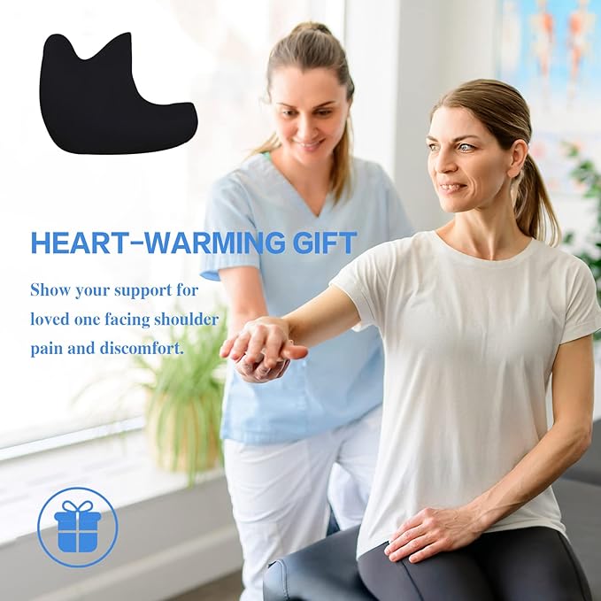 Shoulder Surgery Pillow, Ergonomic Rotator Cuff Pillow, Comfortable Post Shoulder Surgery Pillow, Adjustable Structure Provide Support, Shoulder Pain Relief (Black, Arm & Shoulder Strap)