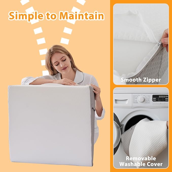 Bed Wedge Pillow for Sleeping, 7.5" Wedge Pillows for After Surgery, Soft Memory Foam Top, Triangle Pillow Wedge, Body Positioners for Leg Elevation, Acid Reflux, Gerd, Snoring Relief, White