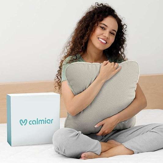 Calmier - 6 lb Sensory Weighted Pillow - Glass Bead Filled Hug Pillow - Ultra Plush Cozy Weighted Pillows for Adults and Kids - Child Sensory Pillow - Weighted Lap Pad (Tan - Fleece, 6 LBS)