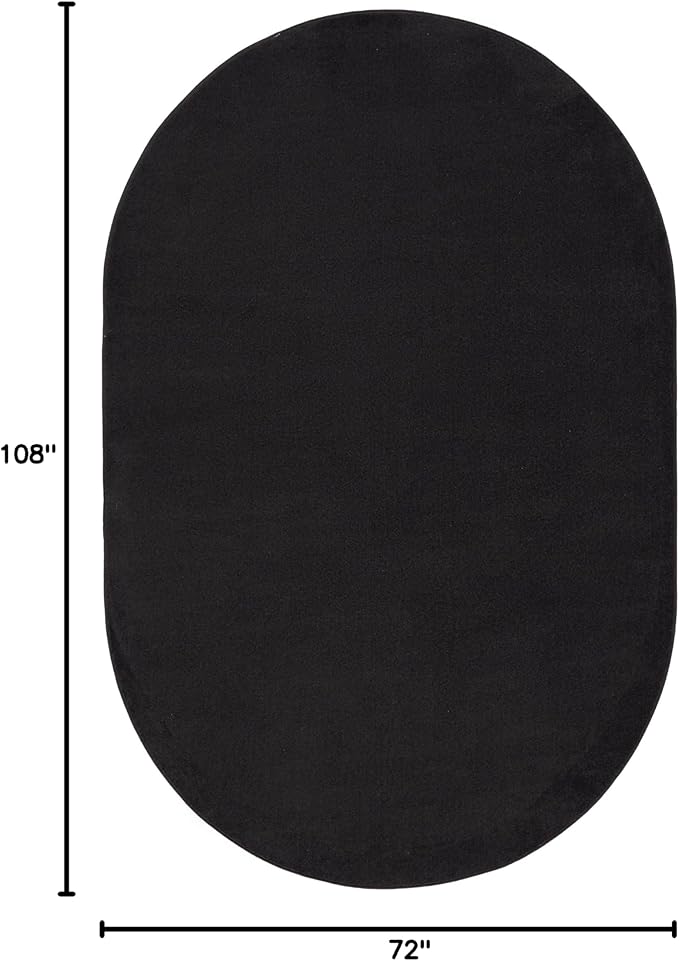 Nourison Essentials Indoor/Outdoor Black 6' x 9'Oval Area Rug, Easy Cleaning, Non Shedding, Bed Room, Living Room, Dining Room, Backyard, Deck, Patio (6x9 Oval)