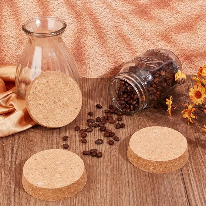 OLYCRAFT 6 Pcs Large Cork Stoppers Tapered Cork Plugs Wood Corks Lids Bottle Lids Cork Stoppers3.6 inch Wine Bottle Stoppers Wood Jar Cork for Kitchen Wedding Favor Canning - 2cm Thick