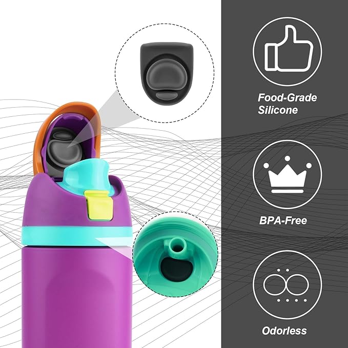 4pcs Water Bottle Seal Circle & 4pcs Replacement Stopper, Silicone O Circle Rubber Lid Gasket Parts for Owala Free Sip 19oz 24oz 32oz 40oz, Cap Mouth Plug Gasket Accessories, BPA-Free (Black)