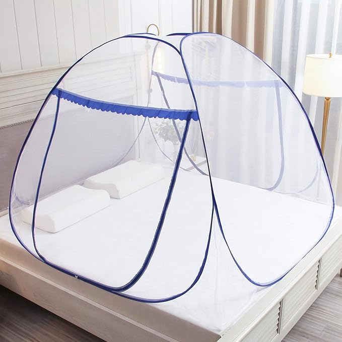 Pop-up Mosquito net Double Bed,L79x W59 x H59 in Double Door Zip Portable Tent Travel Mosquito net Free-Standing use one Compartment to Install Suitable for Bedroom no Hooks no Chemicals