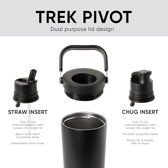 Simple Modern Trek Pivot | 40oz Flip Straw Tumbler with Handle | Water Bottle & Boot | Interchangeable Straw & Chug Lids | Insulated Stainless Steel Jug | Gym Sports Outdoors | Supersonic Blue