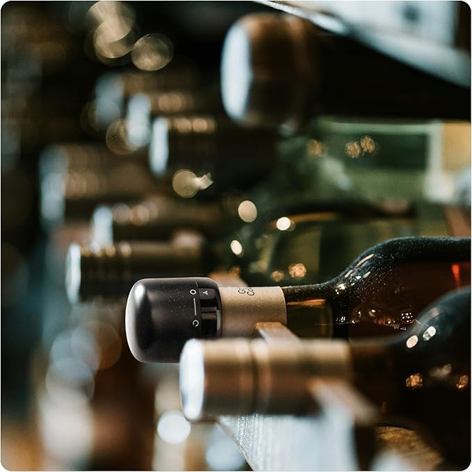 Wine Stoppers for Wine Bottles Set of 2, Leak-Proof Wine Saver, Reusable Wine Cork Cap, Wine Bottle Sealer for Parties, Ideal Gift for Wine Lover (Black)