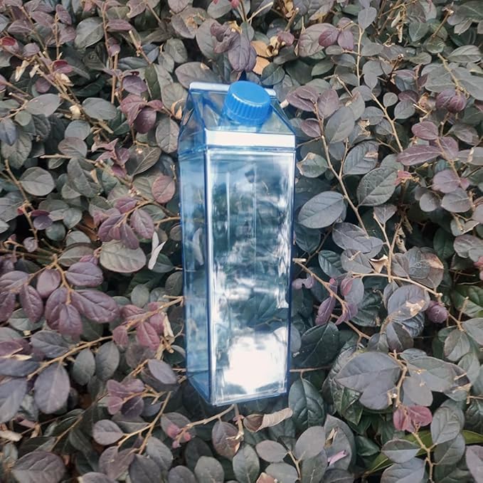 Jinberry 1000ml/34oz Cute Leakproof Clear Milk Carton Water Bottle Portable Drinkware for Outdoor Climbing Tour or Camping