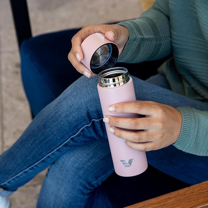 Mini Stainless Steel Water Bottle 14oz - Non-insulated | Designed for Bags | Slim, Lightweight & Stylish – Rose Pink