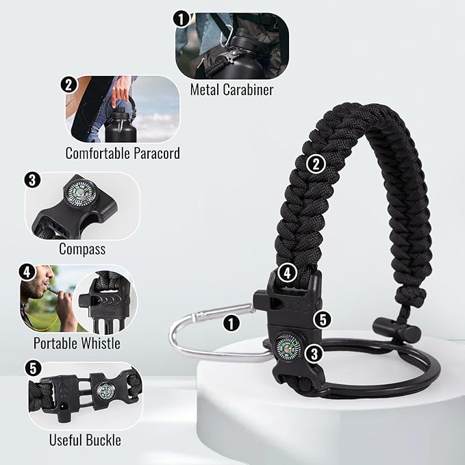 Gallon Water Bottle with Straw&Spout Lid, 128oz Stainless Steel Water Jug with Handle and Wide Mouth, One Gallon Vacuum Double Walled Jug for Sports, Outdoors, Leak-Proof. Black 128oz