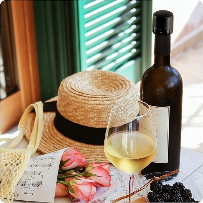 Wine Stoppers for Wine Bottles Set of 2, Leak-Proof Wine Saver, Reusable Wine Cork Cap, Wine Bottle Sealer for Parties, Ideal Gift for Wine Lover (Black)